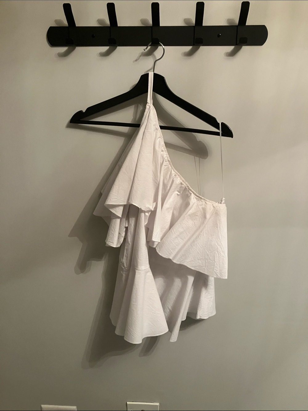 Pink Lily White One-Shoulder Ruffle Tank Top
